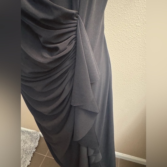 EVAN PICONE Black Label Women’s Size 12 Mock Wrap Black Jersey Dress Stretch EUC - Picture 10 of 12